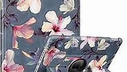 Fintie Rotating Case for iPad 9th Generation (2021) / 8th Generation (2020) / 7th Gen (2019) 10.2 Inch - 360 Degree Rotating Stand Cover with Pencil Holder, Auto Wake Sleep, Blooming Hibiscus