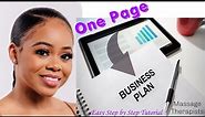 How To Write A ONE PAGE BUSINESS PLAN for Massage Therapists or Service Providers | TUTORIAL |