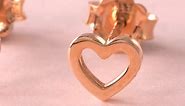 18K Rose Gold Hollow Heart Stud Earrings for Women 92794E