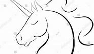 Simple Sketch Unicorn Head Long Horn Stock Vector (Royalty Free) 2231404517 | Shutterstock