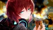 Anime Girl Headphones Drinking Coffee Live Wallpaper - MoeWalls