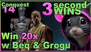 Conquest 14 - Global Feat in 3 SECONDs - Win w Beq & Grogu surviving - Sector 1 Bonus Node w Dash!