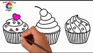 How to Draw a cake and muffins