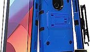 LG G8 ThinQ Case, LG G8 Case, with [Tempered Glass Screen Protector], Full Cover Heavy Duty Dual Layers Phone Cover with Kickstand and Locking Belt Clip-Blue