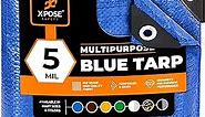 Better Blue Poly Tarp 30' x 50' - Multipurpose Protective Cover - Lightweight, Durable, Waterproof, Weather Proof - 5 Mil Thick Polyethylene - by Xpose Safety