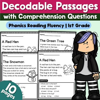 CVC Decodable Passages with Reading Comprehension Questions | 1st Grade