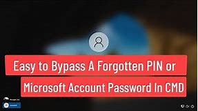 Easy to Bypass A Forgotten PIN or Microsoft Account Password In CMD with a Local Account 100% Solved