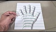 easy 3d drawing hand on paper for beginners