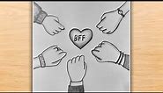 BFF Drawing Easy for Beginners/ Five Best Friends Drawing / Friendship Day Drawing /Pencil Drawing