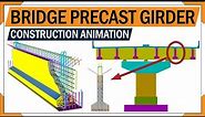 Bridge girder reinforcement | Precast Concrete Girder for bridge construction | 3d animation rebar