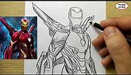 VERY EASY , How to draw ironman avengers endgame / learn drawing academy