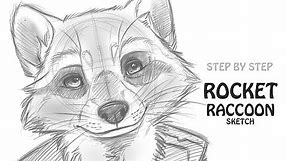 How to draw Rocket Raccoon: Guardians of the Galaxy
