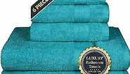 TRIDENT 100% Cotton Luxury Towels 6 Piece Set with 2 Bath, 2 Hand & 2 Washcloth Absorbent Clearance Bathroom Towels Soft Quick Dry Shower Towels for Hotel Spa Gym - Teal Towels