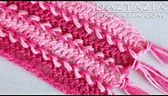 HOW to CROCHET HAIRPIN LACE SCARF - DIY Tutorial for Loom Fork Horquilla Braid Braided Weave