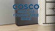 COSCO Fold-in-Half Banquet Table w/Handle, 8 Foot, Black