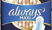 Always Maxi Pads Size 4 Overnight Absorbency Unscented with Wings, 33 Count