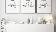 NATVVA 3 Panels Wall Art Get Comfy, Stay a While, Be Our Guest Poster Canvas Print Guest Room Signs Gifts Artwork Painting for Living Room Guest Room No Frame