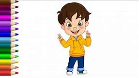 How to Draw Cute Little boy Cartoon Drawing for kids step by step ABSkidsTV