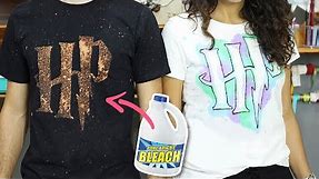 Making CUSTOM HARRY POTTER shirts with bleach and watercolour