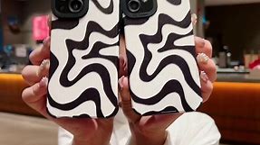 for iPhone SE Case 2022/2020, iPhone 8 Case, iPhone 7 Case, Cute Curly Wavy Pattern, Slim Thin Soft Silicone Case for Women Girls - Black White