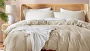 Nestl Beige Cream Duvet Cover Queen Size - Soft Double Brushed Queen Duvet Cover Set, 3 Piece, with Button Closure, 1 Duvet Cover 90x90 inches and 2 Pillow Shams