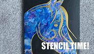 Custom Horse Stencil with Embellishment - Acrylic Pouring (36)
