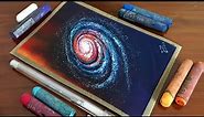 "Spiral Galaxy" Realistic Oil Pastel Drawing Tutorial on Brown Paper