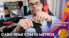 CABO HDMI 2.0 4K DE 10 METROS PIX FLAT GOLD É BOM? (TESTE E UNBOXING COMPLETO)