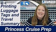 LUGGAGE TAGS TRAVEL SUMMARY PORT INFORMATION PRINCESS CRUISE PREP