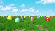 Download Easter Eggs Grass Field Background Loop for free