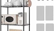 HOMEFORT 4-Shelving Unit, Adjustable Wire Shelving, Metal Wire Shelf with Shelf Liners and Hooks for Kitchen, Closet, Bathroom, Laundry, Black,21" W x 11" D x 43" H