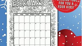 Printable Coloring Calendar for February