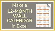 How to Make a 12 Month Wall Calendar in Excel - Tutorial 📆