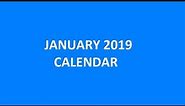 January 2019 Calendar With Holidays, Observances, State Holiday