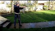 Tod of Tods Stuff shoots a 350lb medieval crossbow using a belt and pulley