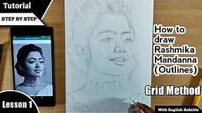 How to Draw Rashmika Mandanna | Portrait drawing tutorial | Lesson 1 (OUTLINE)