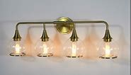 Gold Bathroom Vanity Light 4-Light Bathroom Vanity Light Fixtures Over Mirror with Clear Glass Shade 30.7 inch Wall Sconce Lighting Bath(Exclude E26 Bulb)