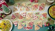 27 Pieces Christmas Pizza Slice Pizza Ornaments for Christmas Food Ornaments with 27 Pieces Hanging Ropes for Christmas Tree, 3.15 x 2.64 Inches, 0.08 Inches Thick