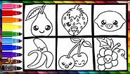 Dibuja y Colorea Lindas Frutas 🍓🍌🍐🍋🥝🍇 Dibujos Para Niños