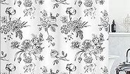 Ambesonne Black White Shower Curtain, Vintage Floral Pattern Victorian Classic Royal Inspired New Modern Art, Cloth Fabric Bathroom Decor Set with Hooks, 69" W x 70" L, Black and White