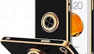 Hython Case for iPhone SE 2022, iPhone SE 2020, iPhone 7 Case, iPhone 8 Case with Ring Holder Stand Magnetic Kickstand, Plating Rose Gold Soft TPU Bumper Camera Protection Shockproof Phone Cases-Black