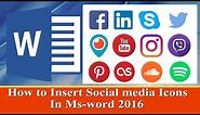 How to insert social media icons in Resume ms word 2016 tutorials