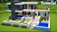 Minecraft: How to Build a Modern House Tutorial (Easy) #27 Interior in Description!