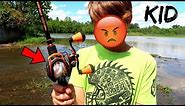 Teaching a KID How To Use a BAITCASTER (FUNNY!!!)