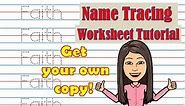 Customized Name Tracing Worksheet Tutorial with Blue-Red-Blue Lines (and Free Copy)
