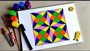 Geometric Square Art || Geometric Art Drawing || How to Draw Geometric Square Art Design Learn & Art