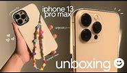 NEW!  iphone 13 pro max unboxing (gold, 128 gb) | aesthetic, asmr | camera test - ultra wide lens☁️