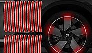 20PCS Reflective Car Wheel Decorative Stripe Stickers, Night Safety Warning Car Stickers, Anti-Scratch Reflective Stickers Car Motorcycle Wheel Safety Decorative Car Decals Universal (Red)