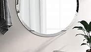 KOHROS Round Beveled Polished Frameless Wall Mirror for Bathroom, Vanity, Bedroom (24" Round)