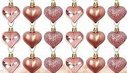 CHolic 24Pcs Rose Gold Heart Shaped Ornaments, Valentines Heart Decorations with 300Pcs Artificial Silk Rose Petals for Valentine's Day, Wedding and Christmas Decor